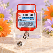 Load image into Gallery viewer, Fukitol Pill Bottle Badge Reel
