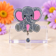 Load image into Gallery viewer, Sitting elephant Badge Reel—Medical Badge Reels—Cute Badge Reels—Nurse Badge Reel—Custom Badge Reel—Fun Badge Reel-stitch badge reel