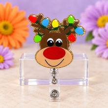 Load image into Gallery viewer, Christmas Rudolph Badge Reel | Medical Badge Reels | Cute Badge Reels | Nurse Badge Reel | Custom Badge Reel | ID Holder | Christmas