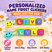 Load image into Gallery viewer, Fidget Clicker Keychain – Colorful 3D Printed Clicker with Smiley Charm
