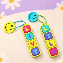 Load image into Gallery viewer, Fidget Clicker Keychain – Colorful 3D Printed Clicker with Smiley Charm
