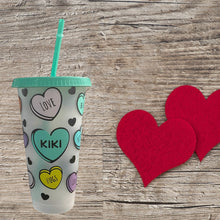 Load image into Gallery viewer, Valentines Day "Conversation Hearts" Candy Cold Cup
