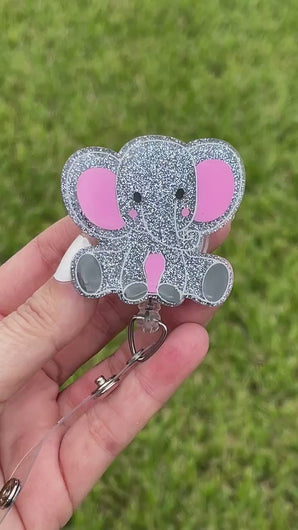 Sitting elephant Badge Reel—Medical Badge Reels—Cute Badge Reels—Nurse Badge Reel—Custom Badge Reel—Fun Badge Reel-stitch badge reel