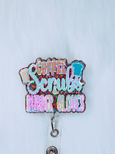 Load image into Gallery viewer, Coffee, Scrubs &amp; Rubber Gloves Badge Reel
