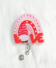 Load image into Gallery viewer, Valentine Rainbow Gnome Badge Reel
